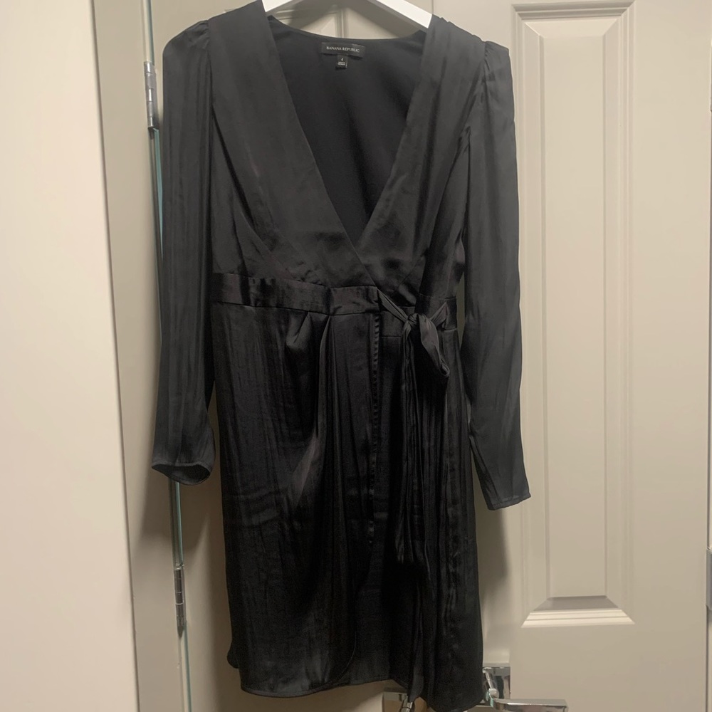 Banana republic black silk wrap dress.